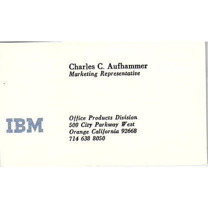 IBM Charles C. Aufhammer Orange California Vintage Business Card SF3-B4
