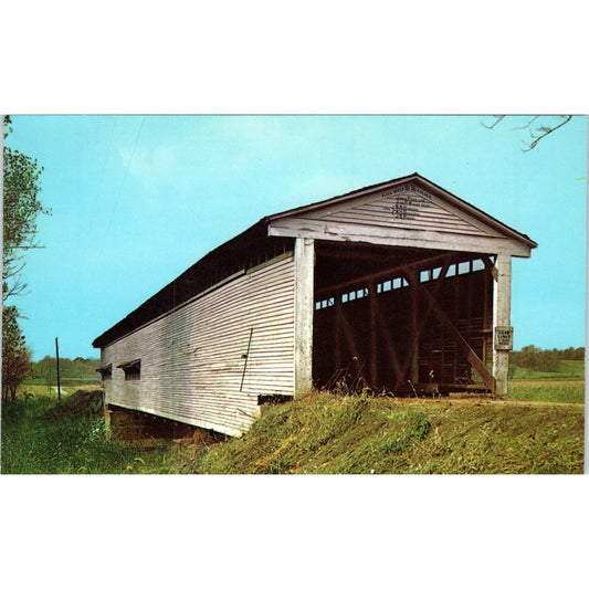Portland Mills Bridge Parke County IN Vintage Covered Bridge Postcard PC16