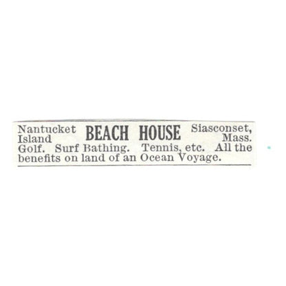 Nantucket Beach House Siasconset MA c1918 Original Advertisement AE5-SV6