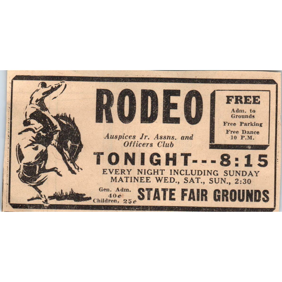 Auspices Jr Assns & Officers Club Rodeo 1935 Minneapolis Journal Ad AE7-H2