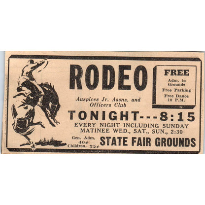 Auspices Jr Assns & Officers Club Rodeo 1935 Minneapolis Journal Ad AE7-H2