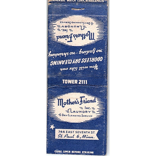 Mother's Friend Laundry Service St. Paul MN Vintage Matchbook Cover SC7-Y6