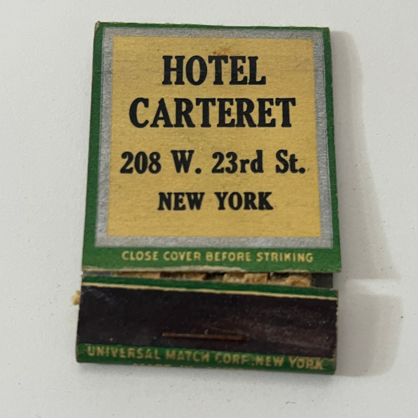 Hotel Carteret 208 W. 23rd St New York Vintage Matchbook Cover TB8-MB-8