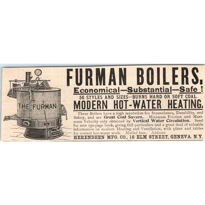 Furman Boiles Herendeen Mfg Co Genva NY 1892 Magazine Ad AB6-SM1