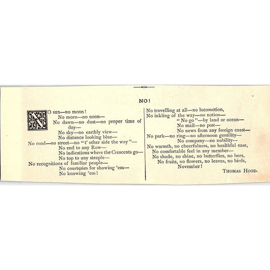 No! - Thomas Hood 1884 Poem AG3-H2
