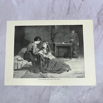 Effie Deans & Her Sister in the Prison Antique 8.5x11.5" Engraving Art Print V20