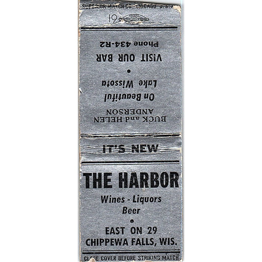 The Harbor Buck & Helen Anderson Lake Wissota Chippewa Falls WI Matchbook SF3-Y6