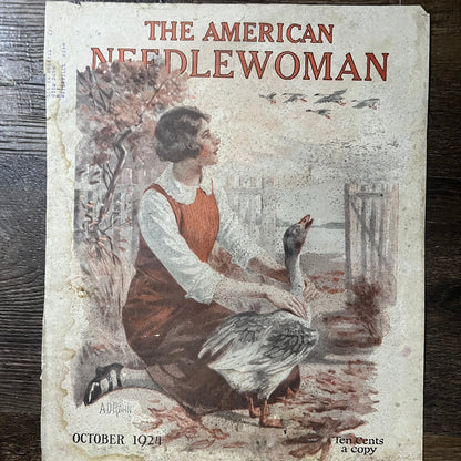 1924 Oct The American Needlewoman Magazine Cover Only A.D. Rahn 10x13 V9