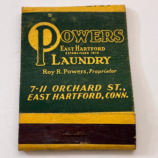 Powers Laundry 7-11 Orchard St East Hartford CT Matchbook Cover TB8-MB3-4