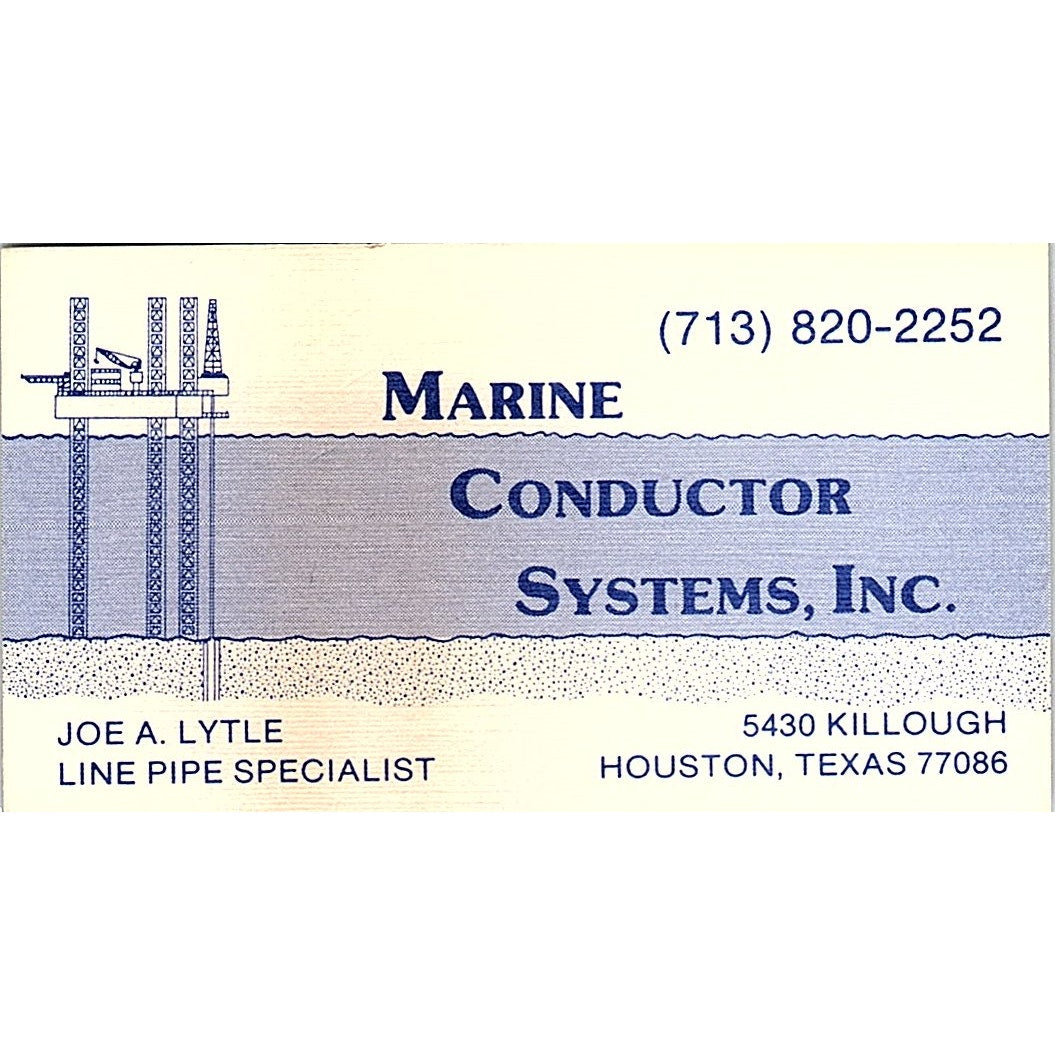 Joe A Lytle Marine Conductor Systems Houston Vintage Business Card SD9-B7