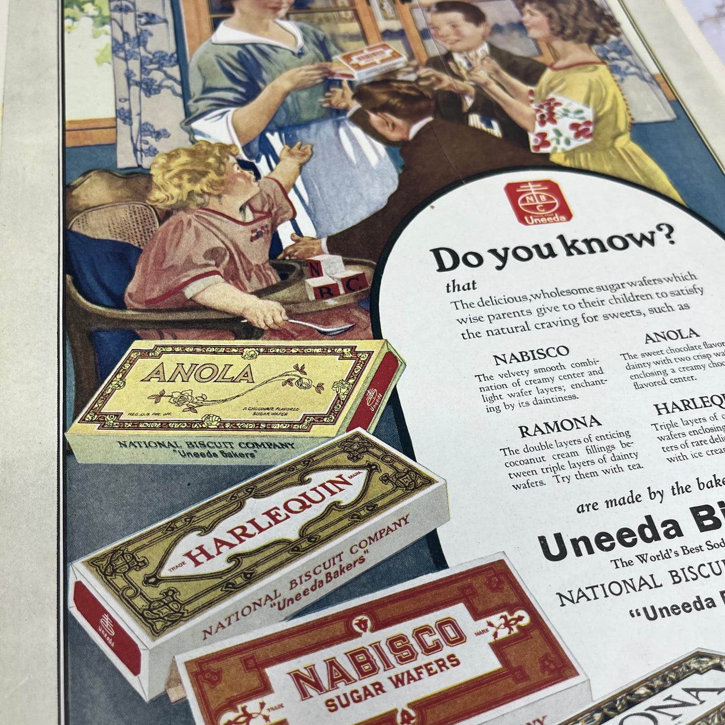 1923 Nabisco Uneeda Biscuit 10x13 Magazine Advertisement FL6-7