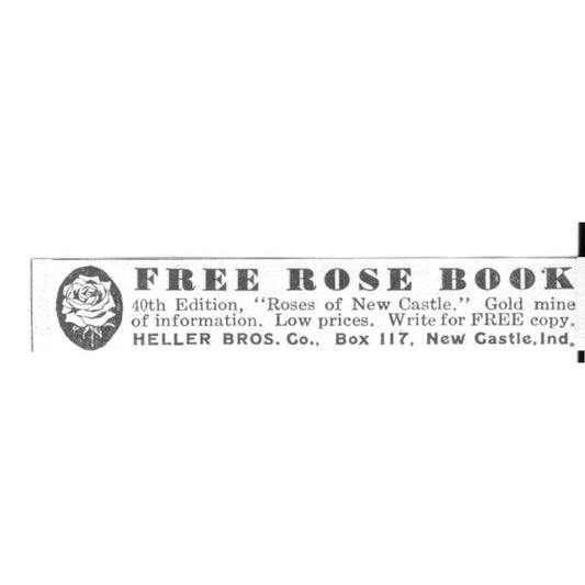 Heller Bros. Co Free Rose Book Roses of New Castle IN 1936 Ad SAG4-S12