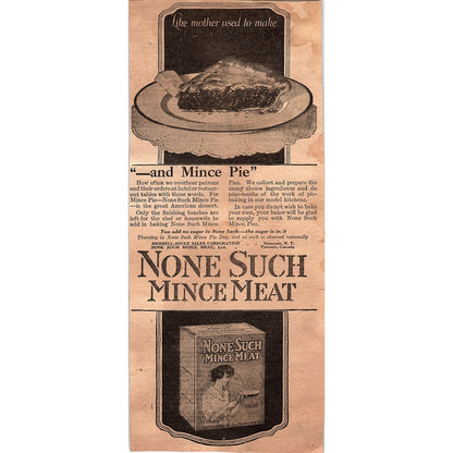 None Such Mincemeat Merrell-Soule Sales Syracuse Toronto 1920 Ad AG2-6