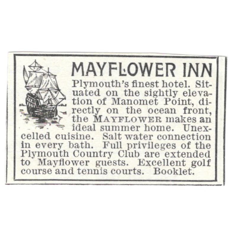 Mayflower Inn Plymouth MA c1918 Original Advertisement AE5-SV6