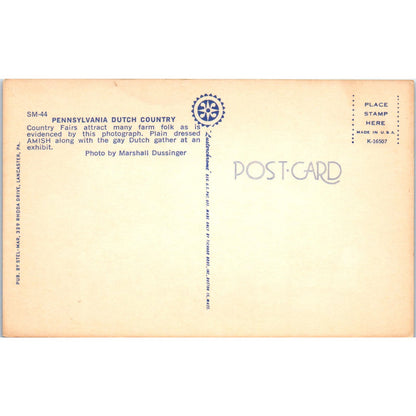 Amish County Fair in Pennsylvania Dutch Country Vintage Postcard PD4