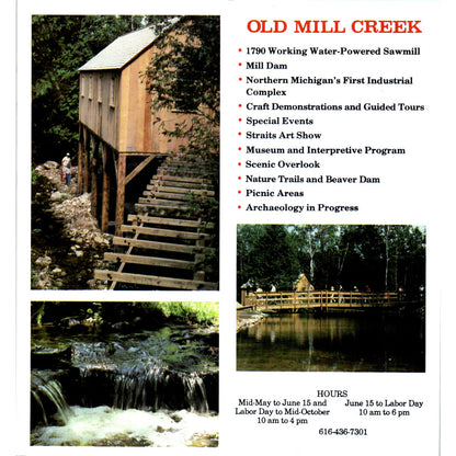 Vintage Old Mill Creek State Park Mackinaw City Michigan Travel Brochure TF4-B4