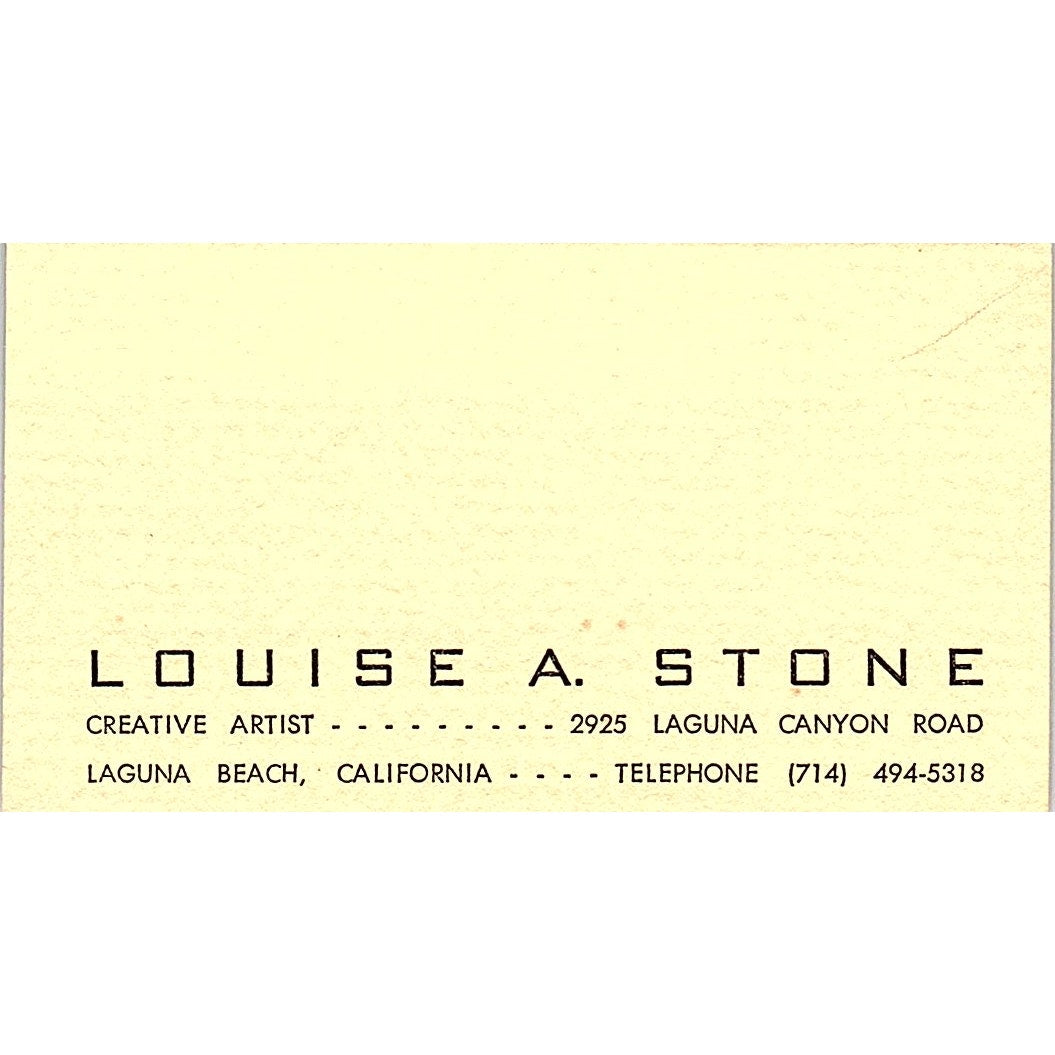 Louise A Stone Artist Laguna Beach CA Vintage Business Card SE3-B12