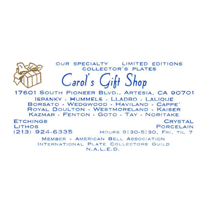 Carol's Gift Shop, Ispanky, Hummels, Lladro, Lalique, Borsato Wedgwood CA SF3-B1