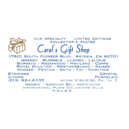 Carol's Gift Shop, Ispanky, Hummels, Lladro, Lalique, Borsato Wedgwood CA SF3-B1