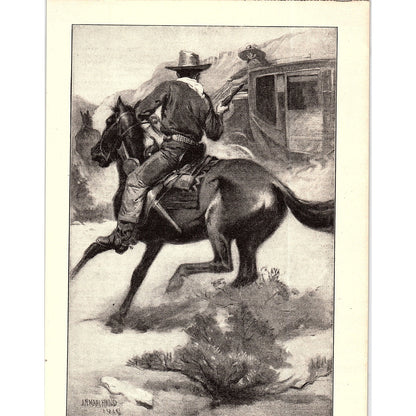 1913 Illustration J N Marchand Stagecoach Robbery in Old West Art Print 6x9 V12