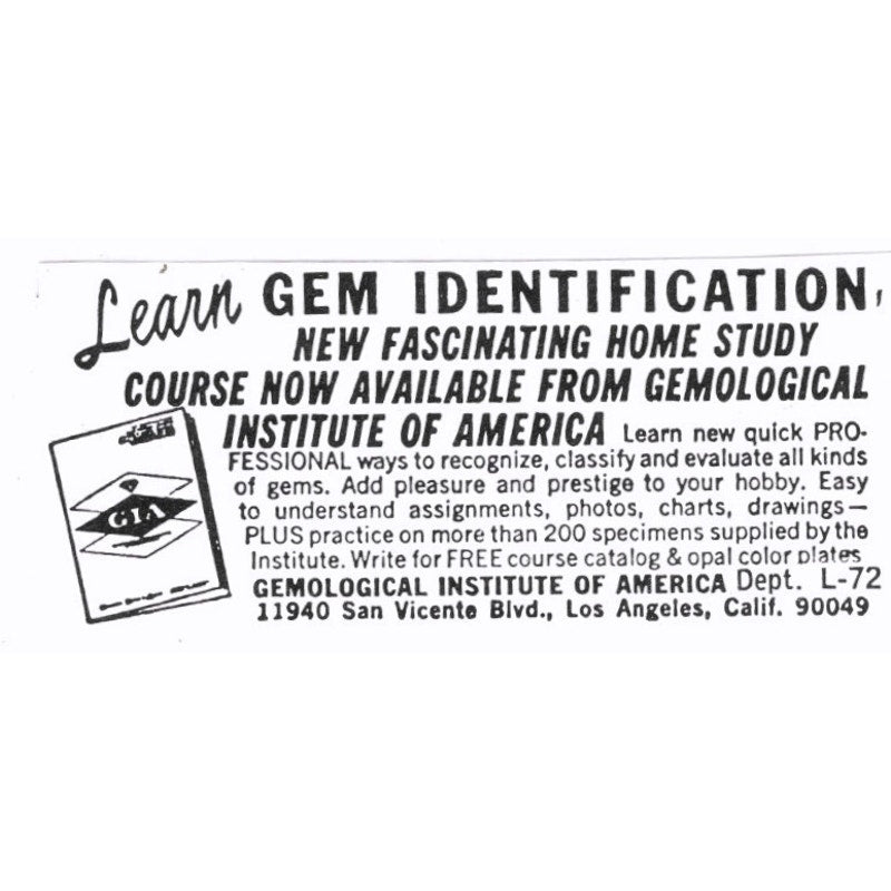 Gemological Institute of America Los Angeles CA 1972 Ad AF8-S7
