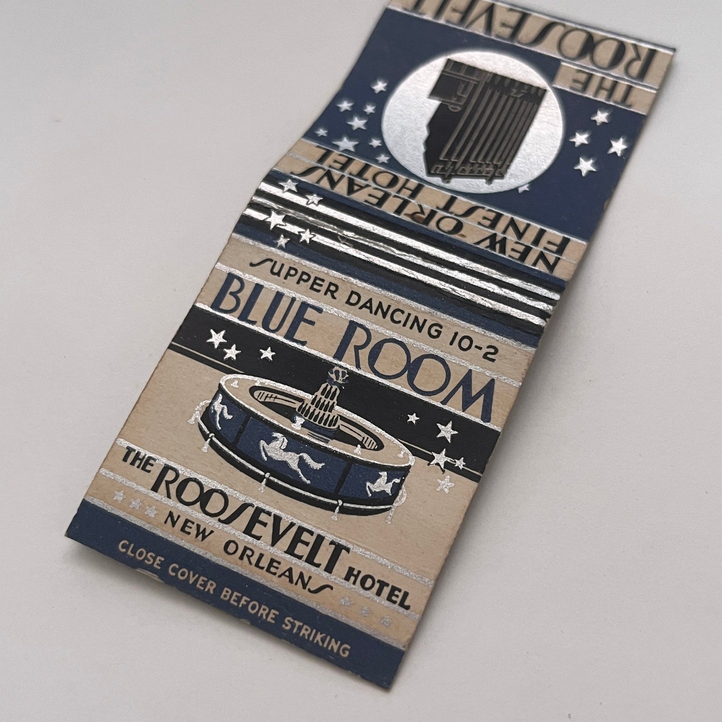 The Roosevelt Hotel Blue Room New Orleans Vintage Matchbook Cover TB8-MB2-2