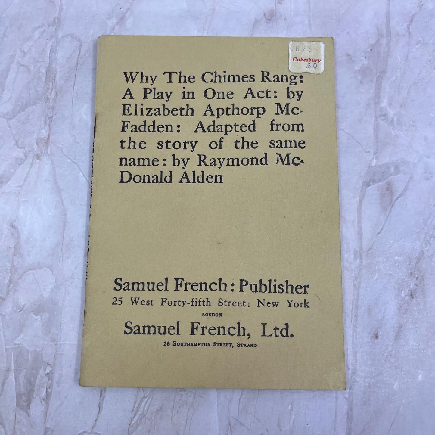 Why The Chimes Rang One Act Play Elizabeth Apthorp Samuel French Booklet TG8-VV