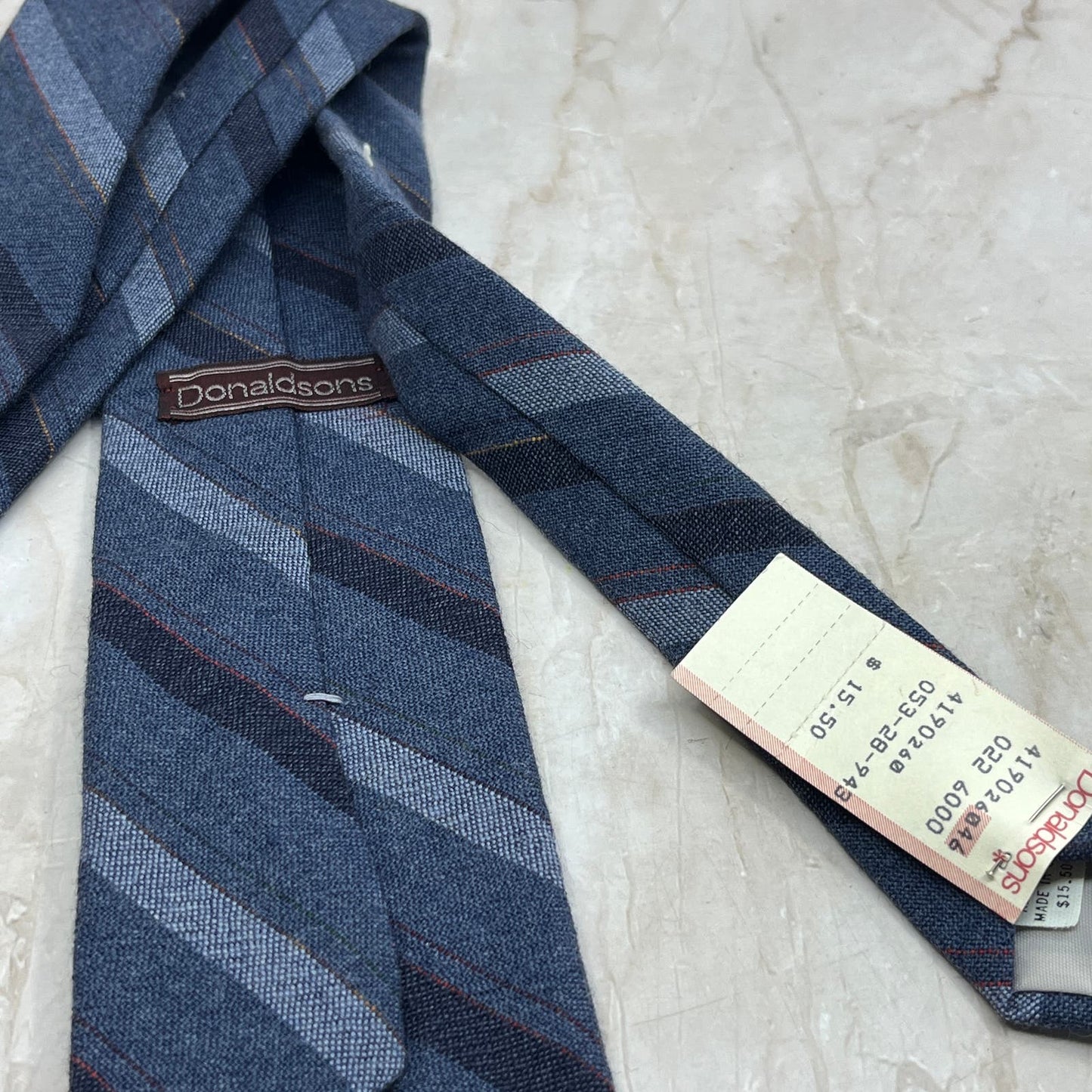 Retro Men's Donaldson's Blue Stripe All Wool New With Tags Necktie Tie TJ4-T2