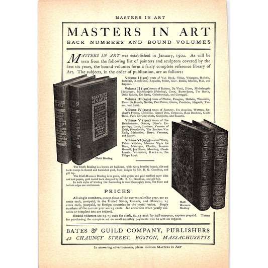 Masters in Art Bound Volumes Bates & Guild Co Boston - 1902 Ad AF4-13