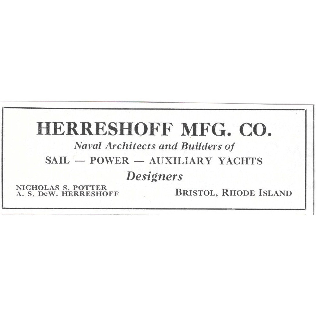 Nicholas S Potter A.S. DeW. Herreshoff Mfg Co Yachts Bristol RI 1932 Ad AG2-M20