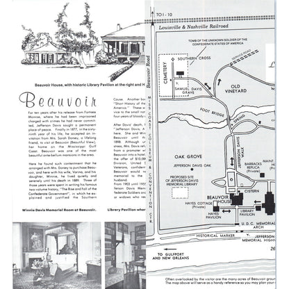 Vintage Beauvoir Historic Last Home Biloxi Mississippi Travel Brochure TF4-B2