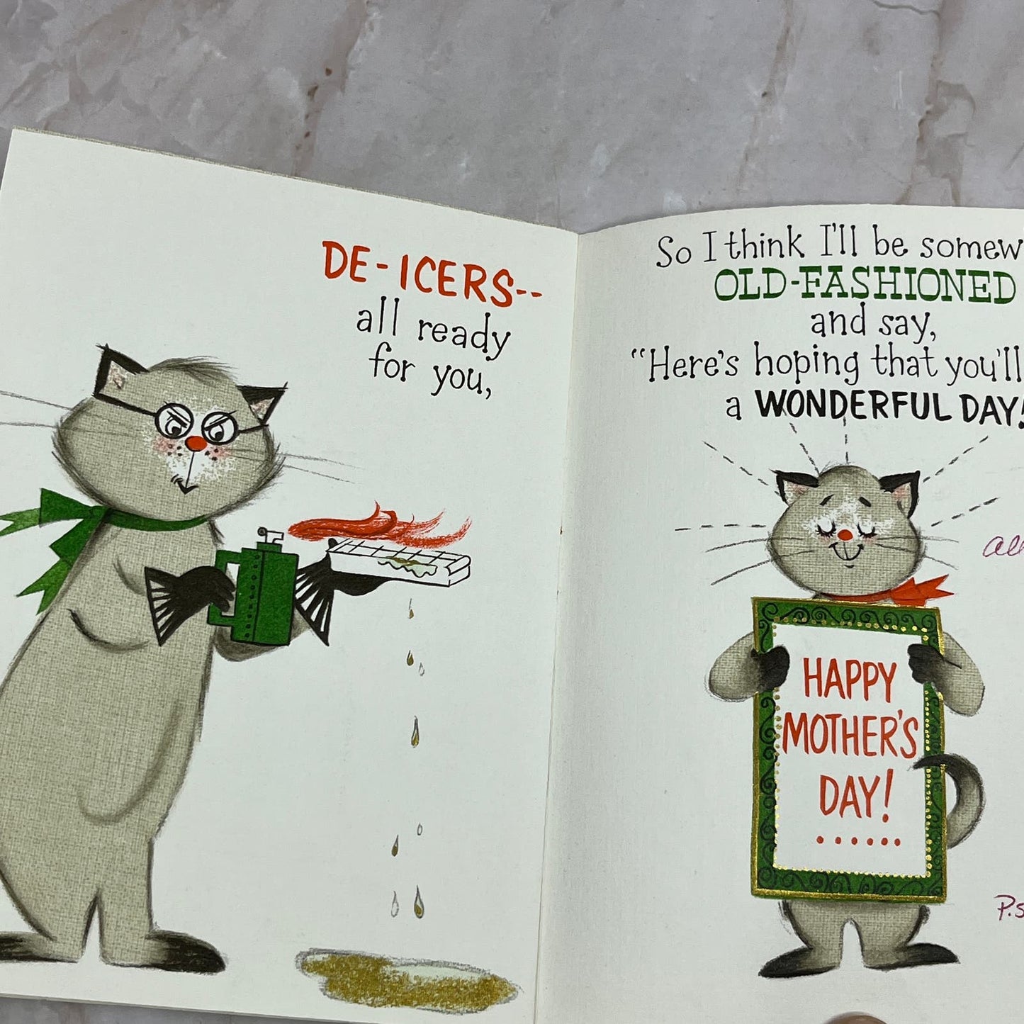Vintage Greeting Card Mother's Day Anthropomorphic Cats Hallmark TG9-E2