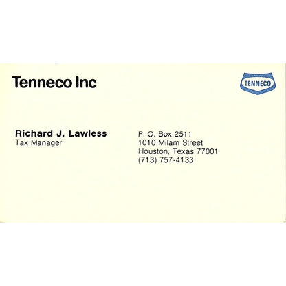 Tenneco Inc. Richard J. Lawless Houston Texas Vintage Business Card SB4-B7