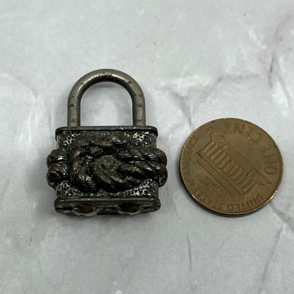 Vintage Metal Knot Padlock Charm Fob Keychain SC1