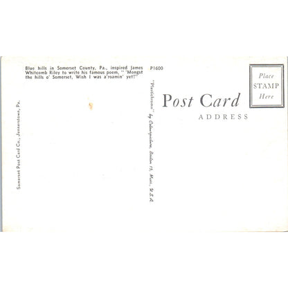 Blue Hills in Somerset County PA Dutch Country Vintage Postcard PD1