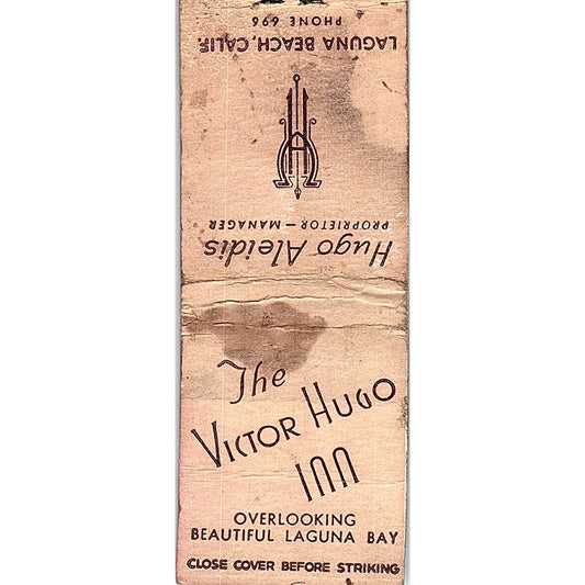 The Victor Hugo Inn Hugo Aleidis Laguna Beach CA Vintage Matchbook Cover SF3-Y6