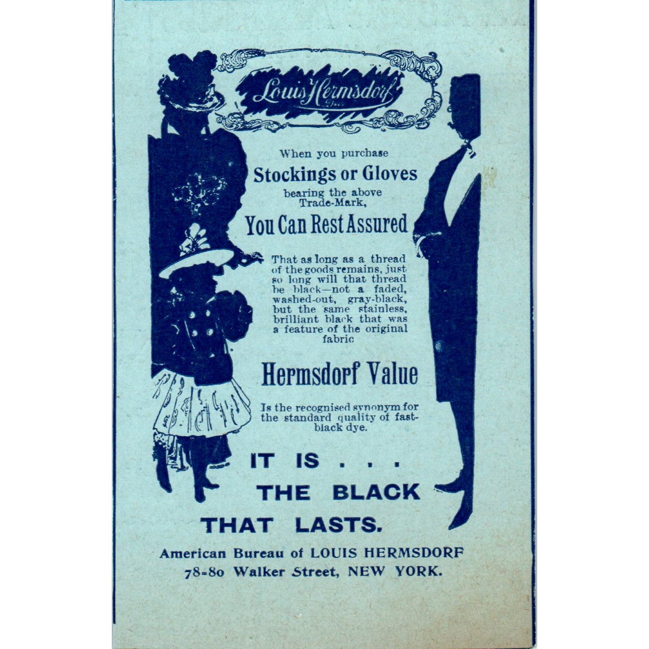 Louis Hermsdorf Stockings and Gloves New York 1897 Victorian Ad AE9-TS9