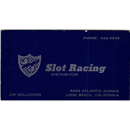 Slot Racing Distributor Jim Gallagher Long Beach CA Vintage Business Card SF3-B4
