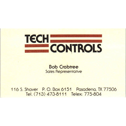 Bob Crabtree Tech Controls Pasadena TX Vintage Business Card SE3-B10