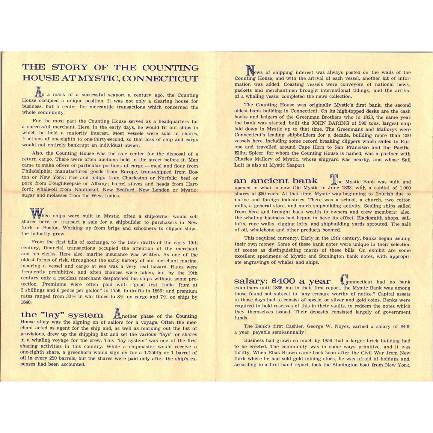 The Story of the Counting House Mystic CT Vintage c1970 Travel Brochure SAI1-2