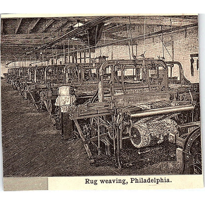 Rug Weaving in Philadelphia 3x3.5" 1901 Engraving AF6-M9