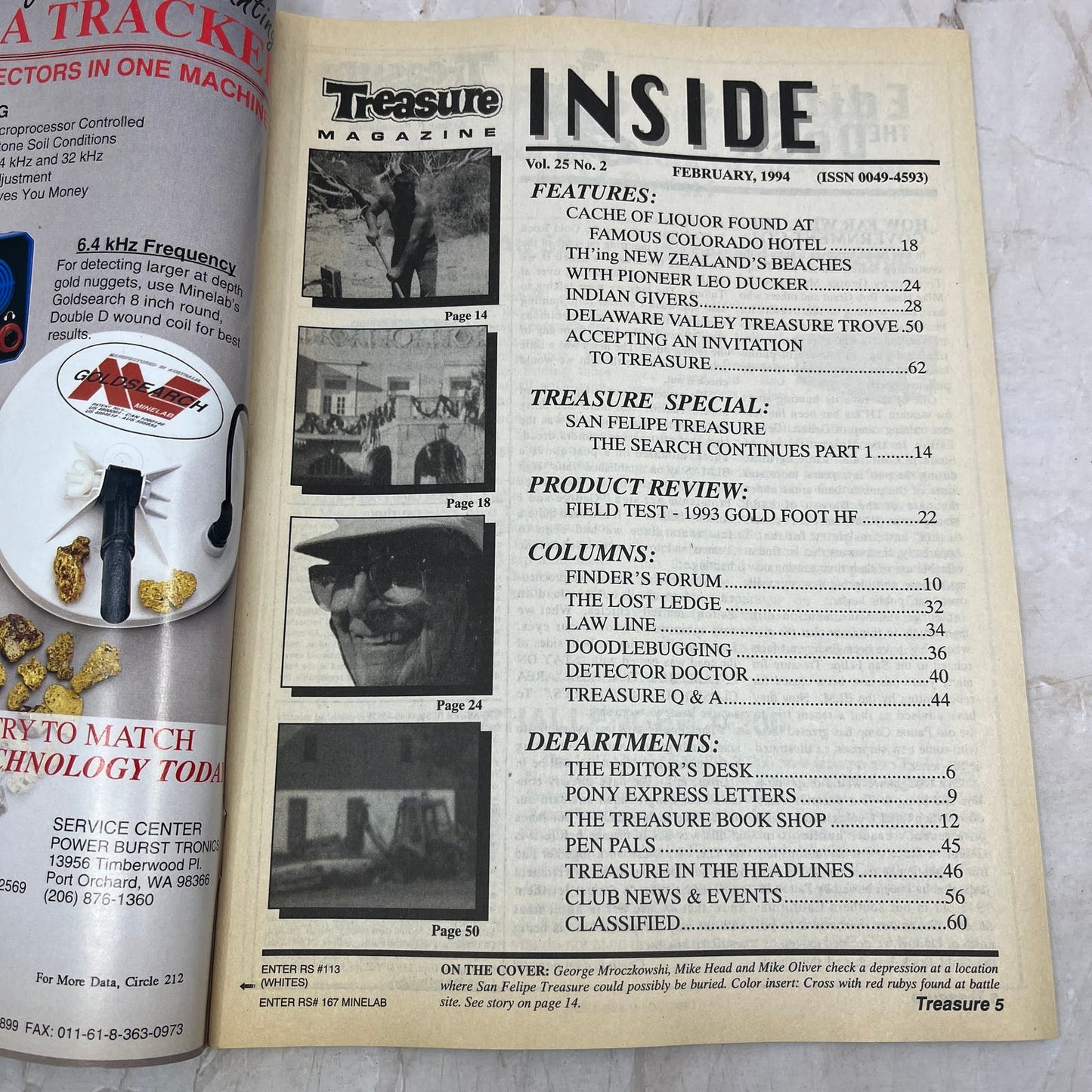 1994 Feb - Treasure Magazine - Treasure Hunting Prospecting Metal Detector M16