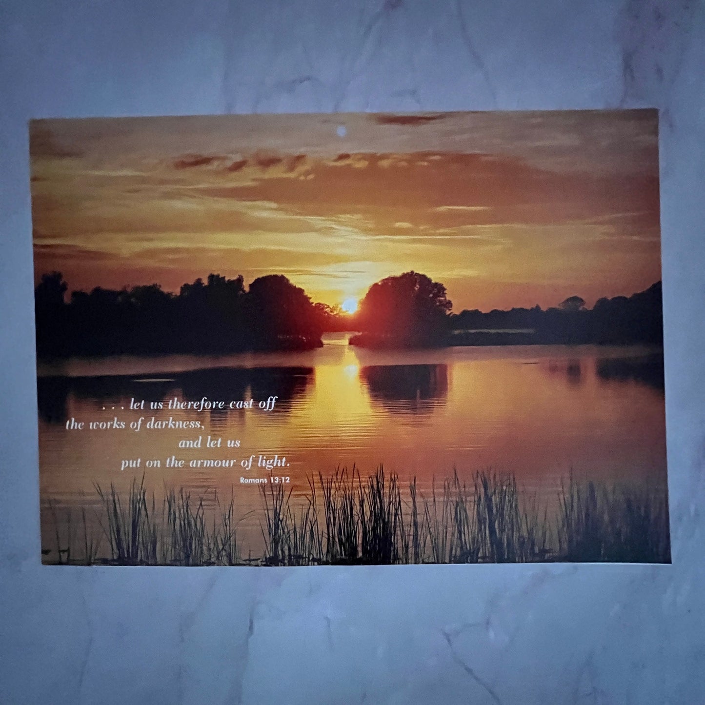 Romans 13:12 Cast Off The Works of Darkness Sunrise Scene 7x10" Art Print V23