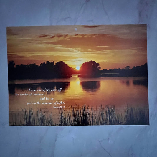 Romans 13:12 Cast Off The Works of Darkness Sunrise Scene 7x10" Art Print V23