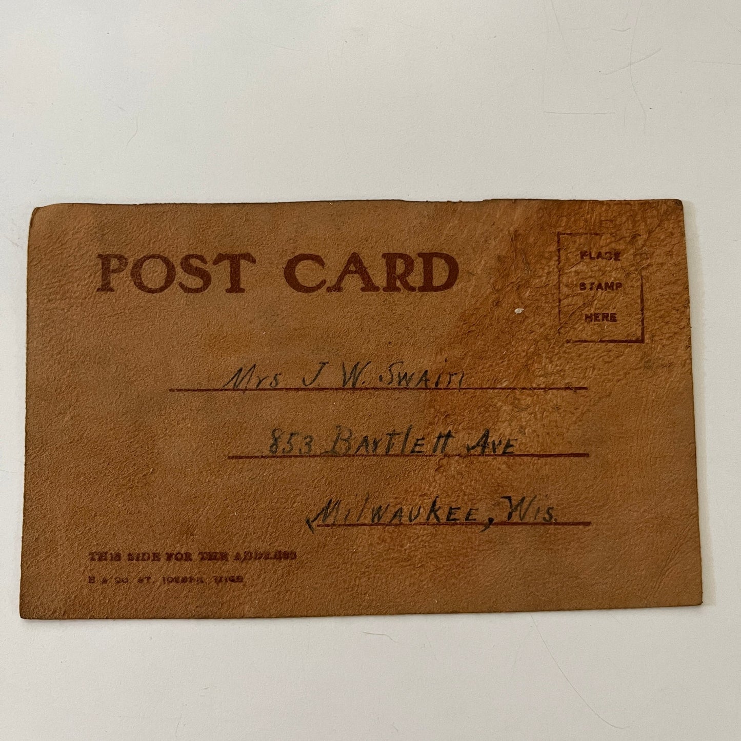 1906 Marinette Wisconsin E.C. Davis Leather Postcard AI9-M26