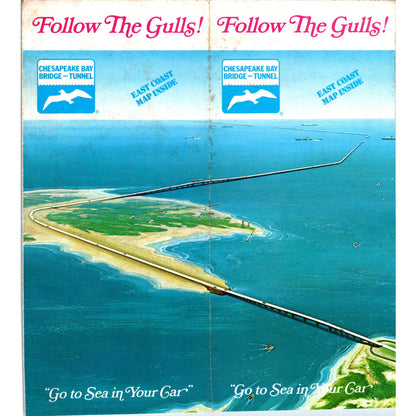 Vintage Chesapeake Bay Bridge-Tunnel Map & Fold Out Travel Brochure TH2-O2