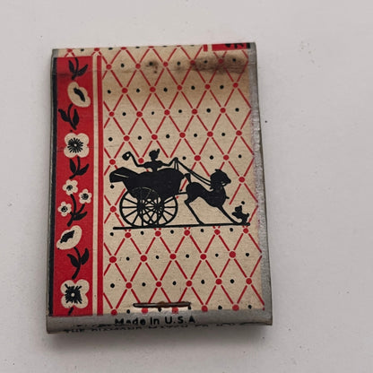 Woman Riding in Carriage Silhouette Vintage Matchbook Cover TB8-MB-1
