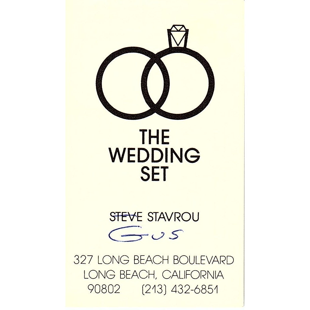 The Wedding Set Steve Stavrou Long Beach CA Vintage Business Card SB4-B2