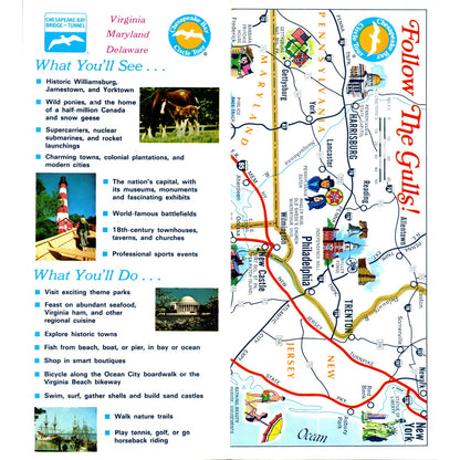 Vintage Chesapeake Bay Circle Tour Fold Out Map & Brochure TF4-B3