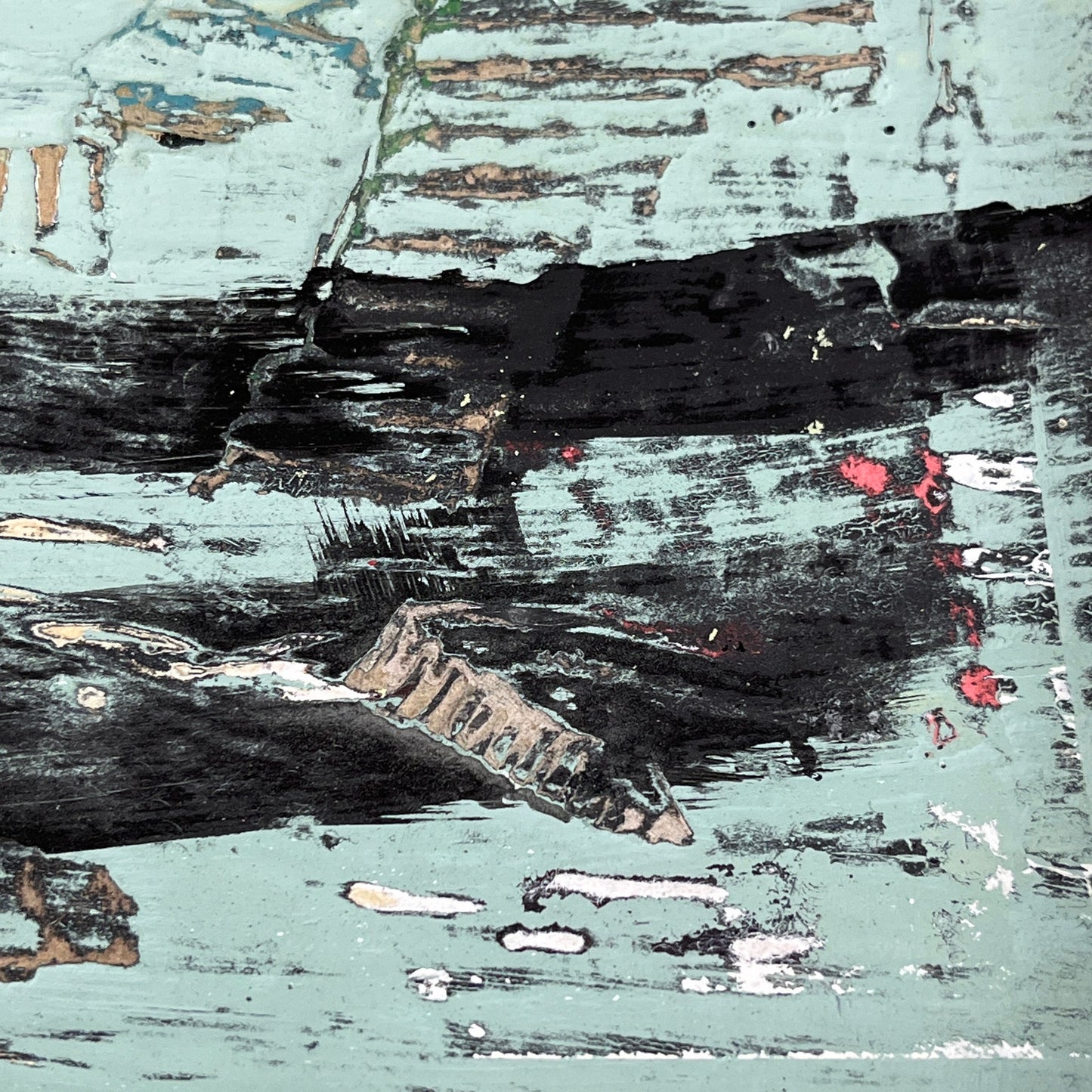 Original Grunge Minimalist Modern Art Collage Painting 8.5x11 "Virason" Signed